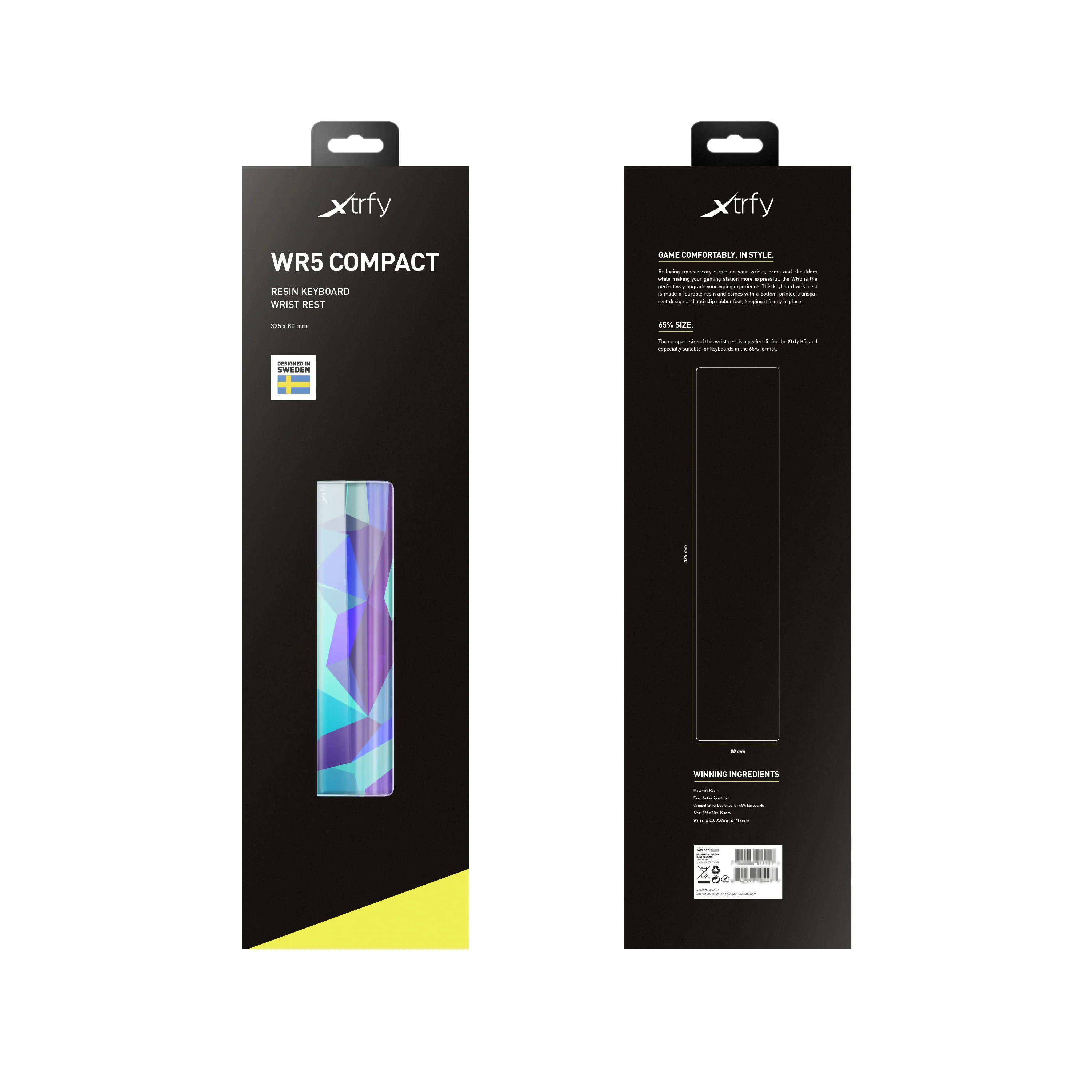 Xtrfy WR5 Compact Litus Blue. Resin Wrist Rest for 65% keyboards