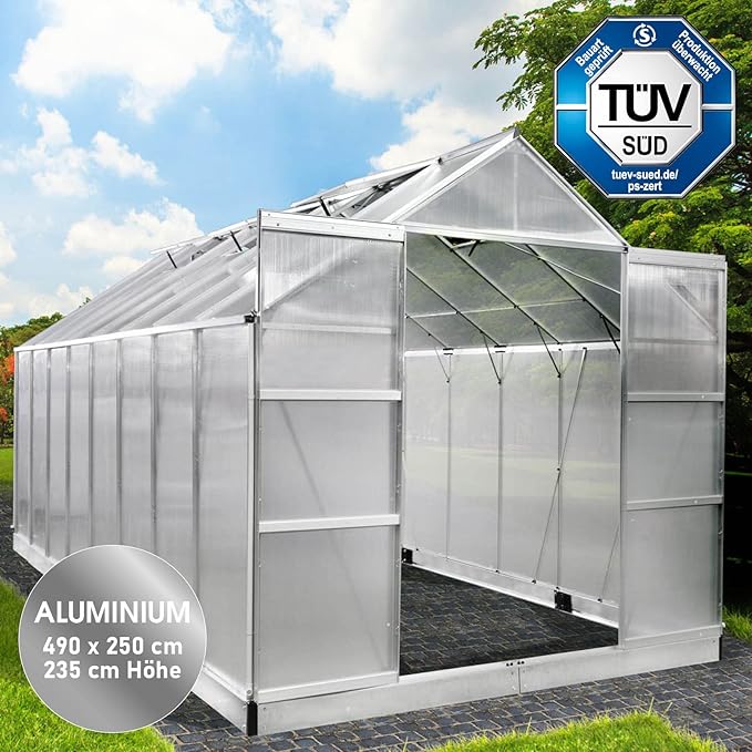 BRAST Premium Aluminum Greenhouse with Base– Weatherproof.Rustproof.T脺V Certified.Multiple Sizes Available - Online Shop