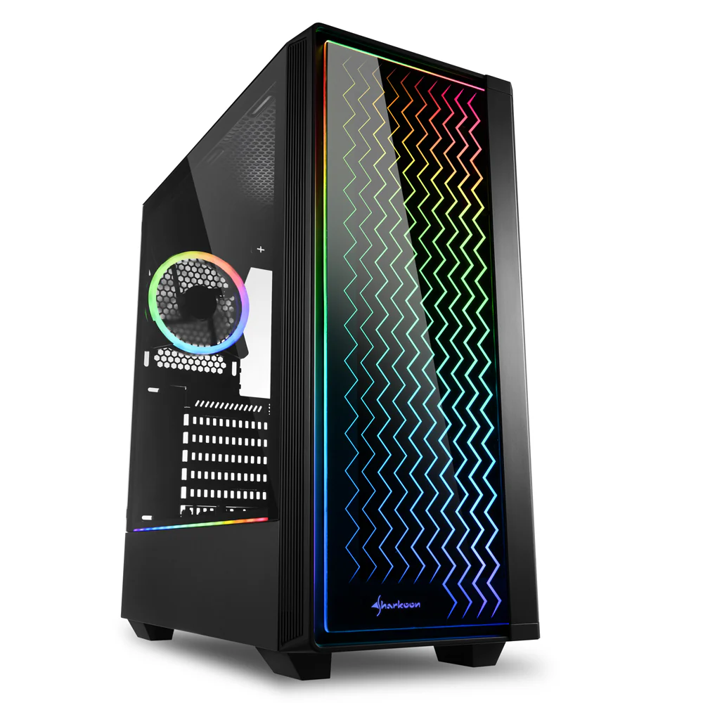 Sharkoon RGB LIT 200 tower case (black. front and side panel of tempered glass)