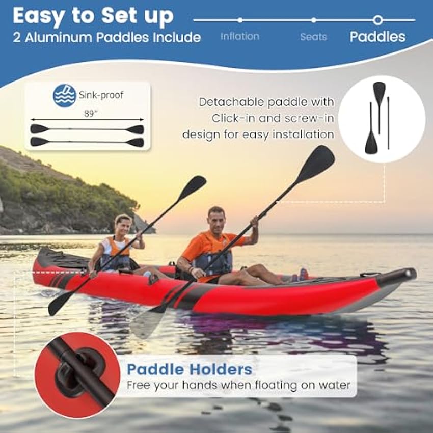 S AFSTAR Inflatable Kayak.2 Person Canoe with 507 lbs Capac