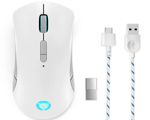 Lenovo Legion M600 Gaming-Maus. optisches Funkkabel. Grau. Weiß
