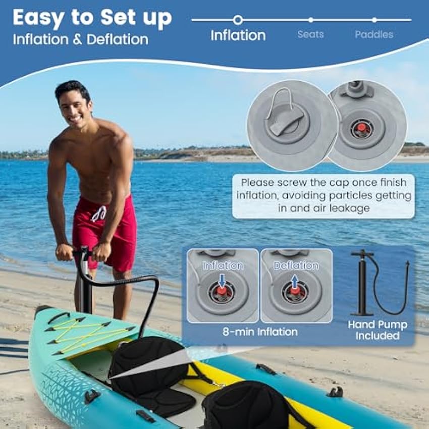 S AFSTAR Inflatable Kayak.2 Person Canoe with 507 lbs Capac