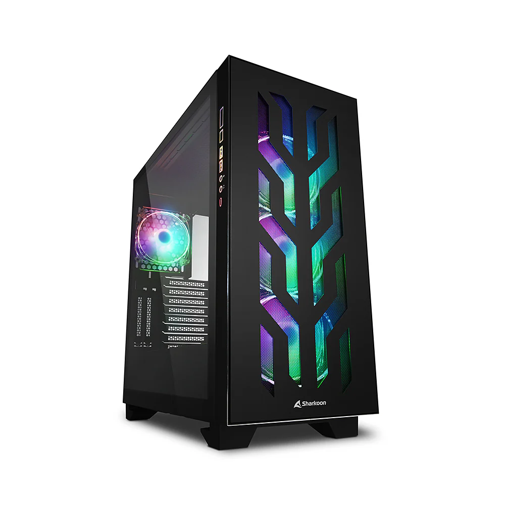 Sharkoon ELITE SHARK CA300T. big tower case (black. 2x tempered glass)