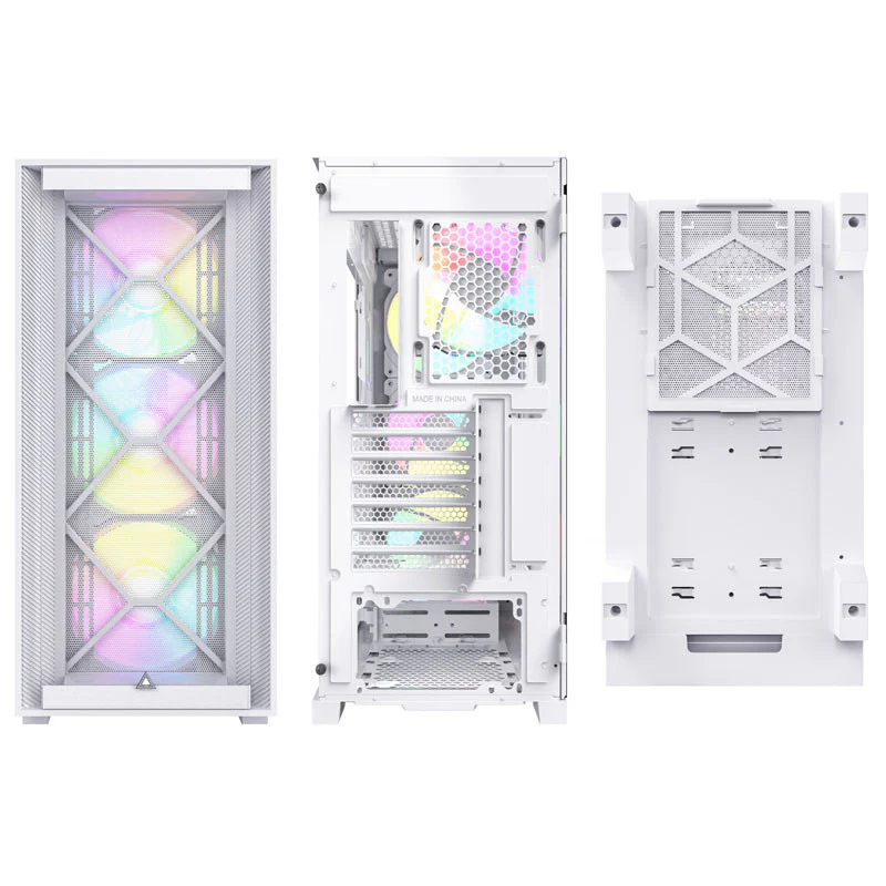 Montech Air 1000 Premium White - Midi Tower. Tempered glass. 3x 140mm+120mm ARGB fan. 2x front panels