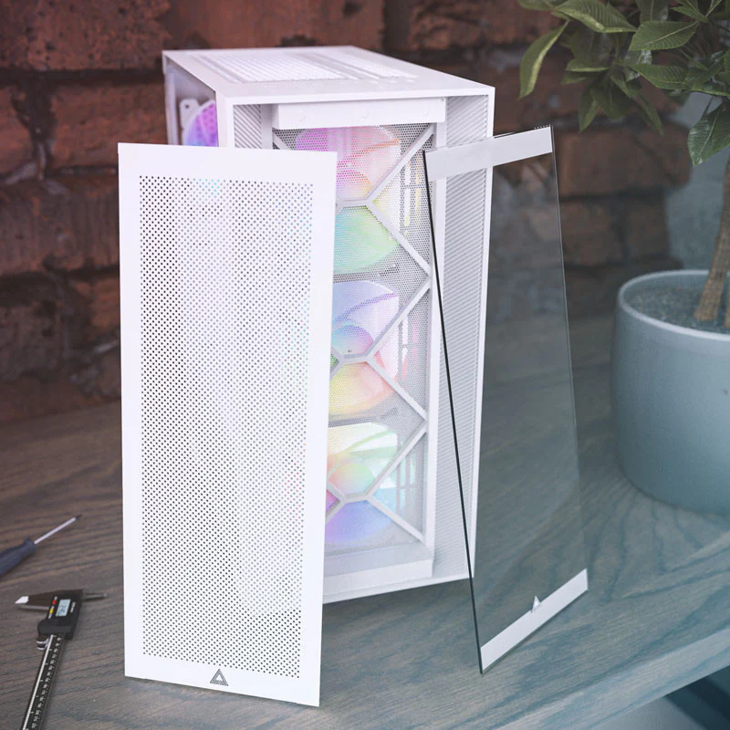Montech Air 1000 Premium White - Midi Tower. Tempered glass. 3x 140mm+120mm ARGB fan. 2x front panels