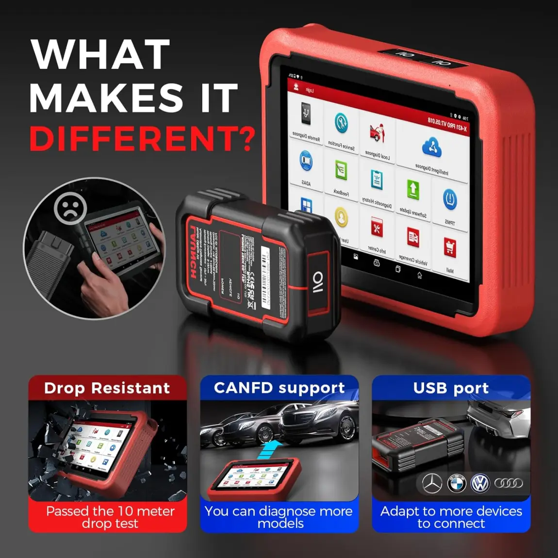 Launch X431 V+ 5.0 Scan Tool with CANFD 2025 Connector.37 Reset and OE Level Diagnostics - Online Shop
