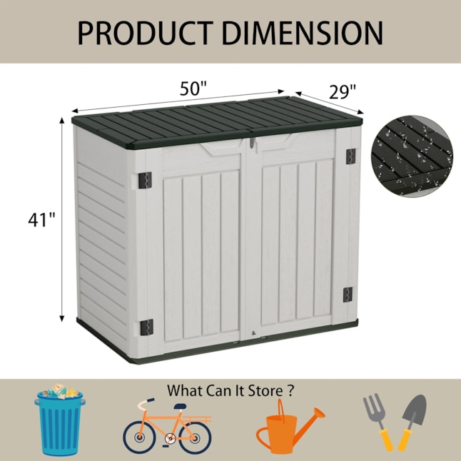 50-in L x 29-in 202- Gallons Gray Plastic Deck Box