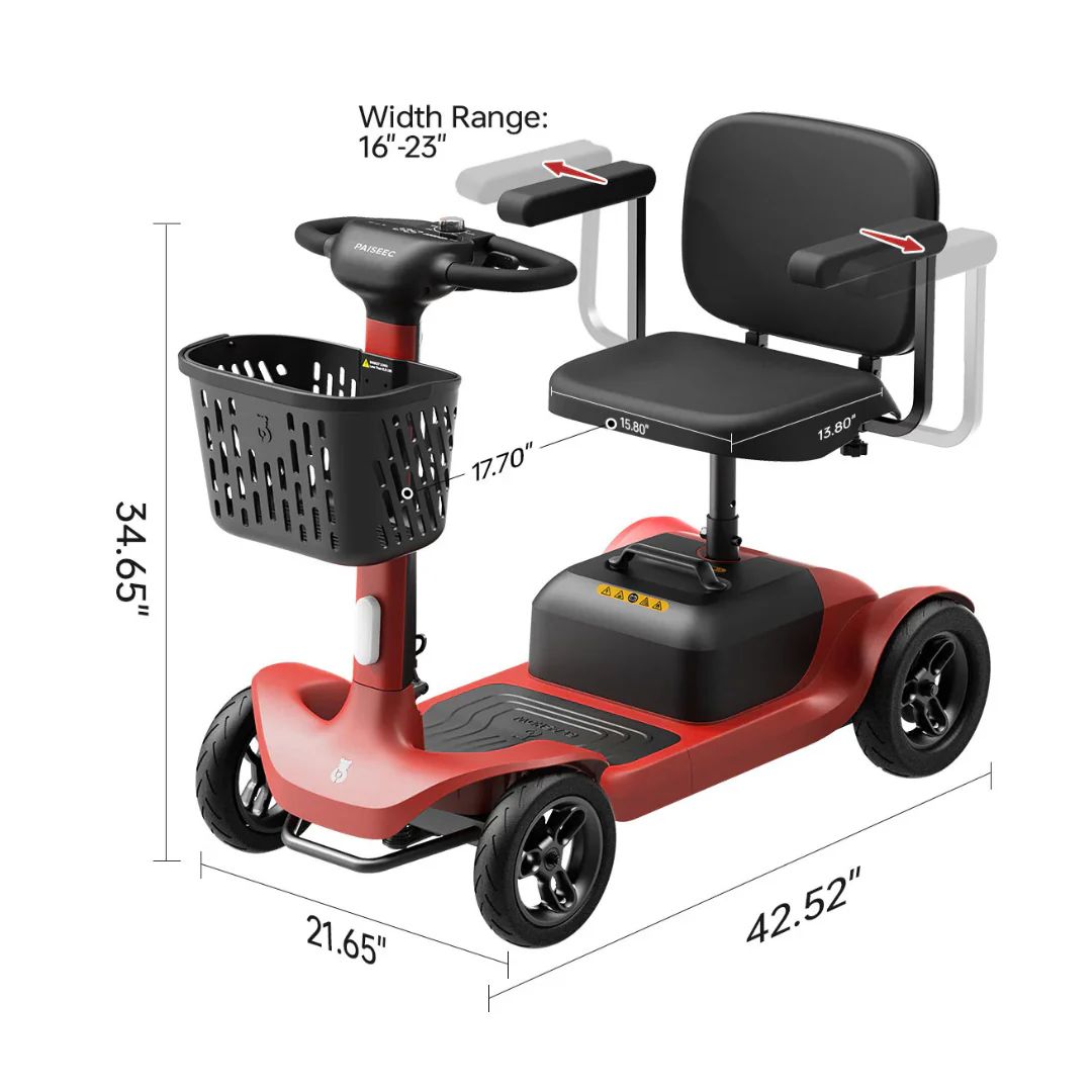 Paiseec S1 Long Range Portable Mobility Scooter with XL LCD Screen
