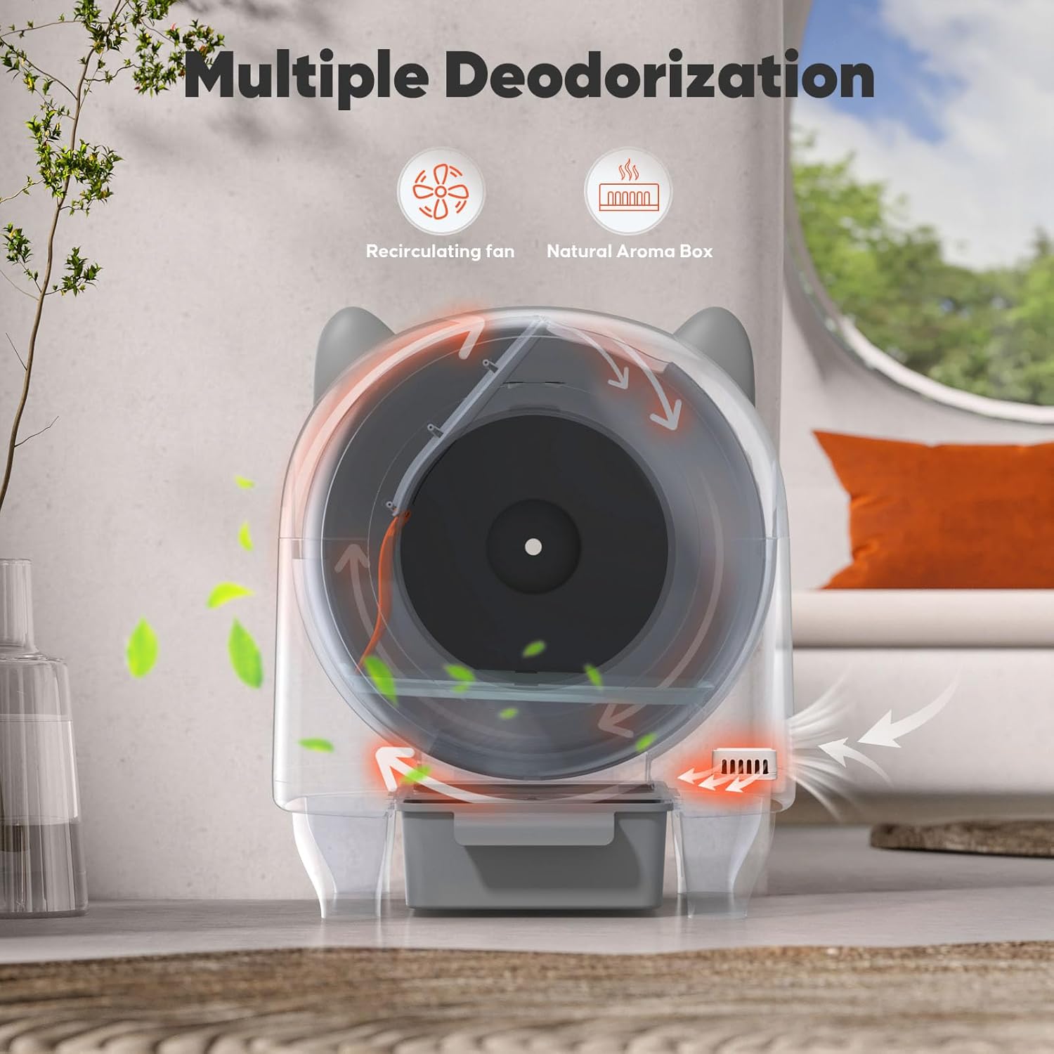 Self Cleaning Cat Litter Box - 80L Large Automatic Litter Box, Multi cat can use, 1 Roll Garbage Bags, App Control, Automatic Cat Litter Box Self Cleaning, aWhite