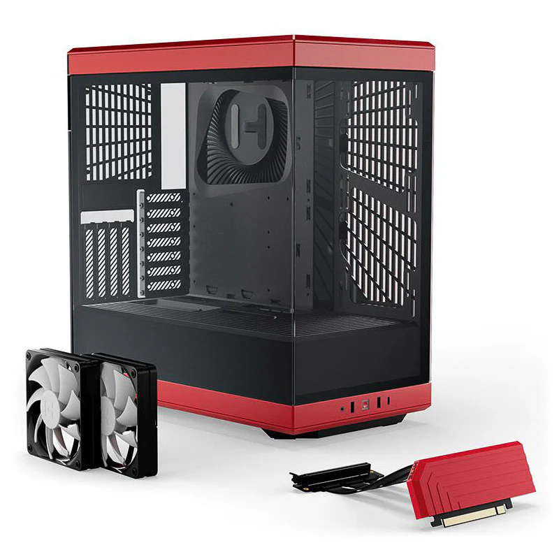 HYTE Y40 Red Miditower – Panorama-Glasschleier. inklusive PCIe 4.0-Riser-Kabel. 2 inklusive Lüfter