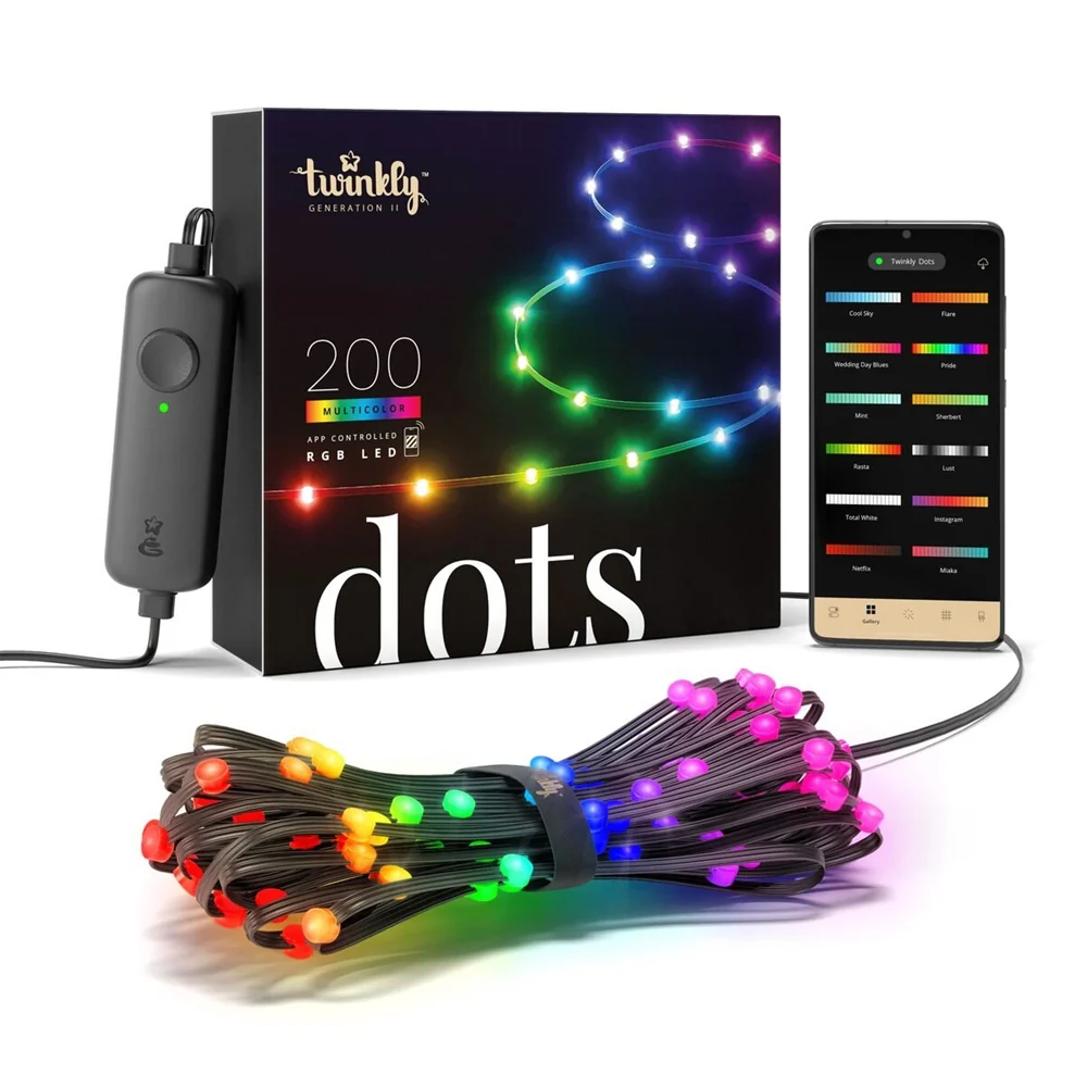 Twinkly Dots 200L RGB LED-Streifen mit schwarzem Kabel 10 Meter
