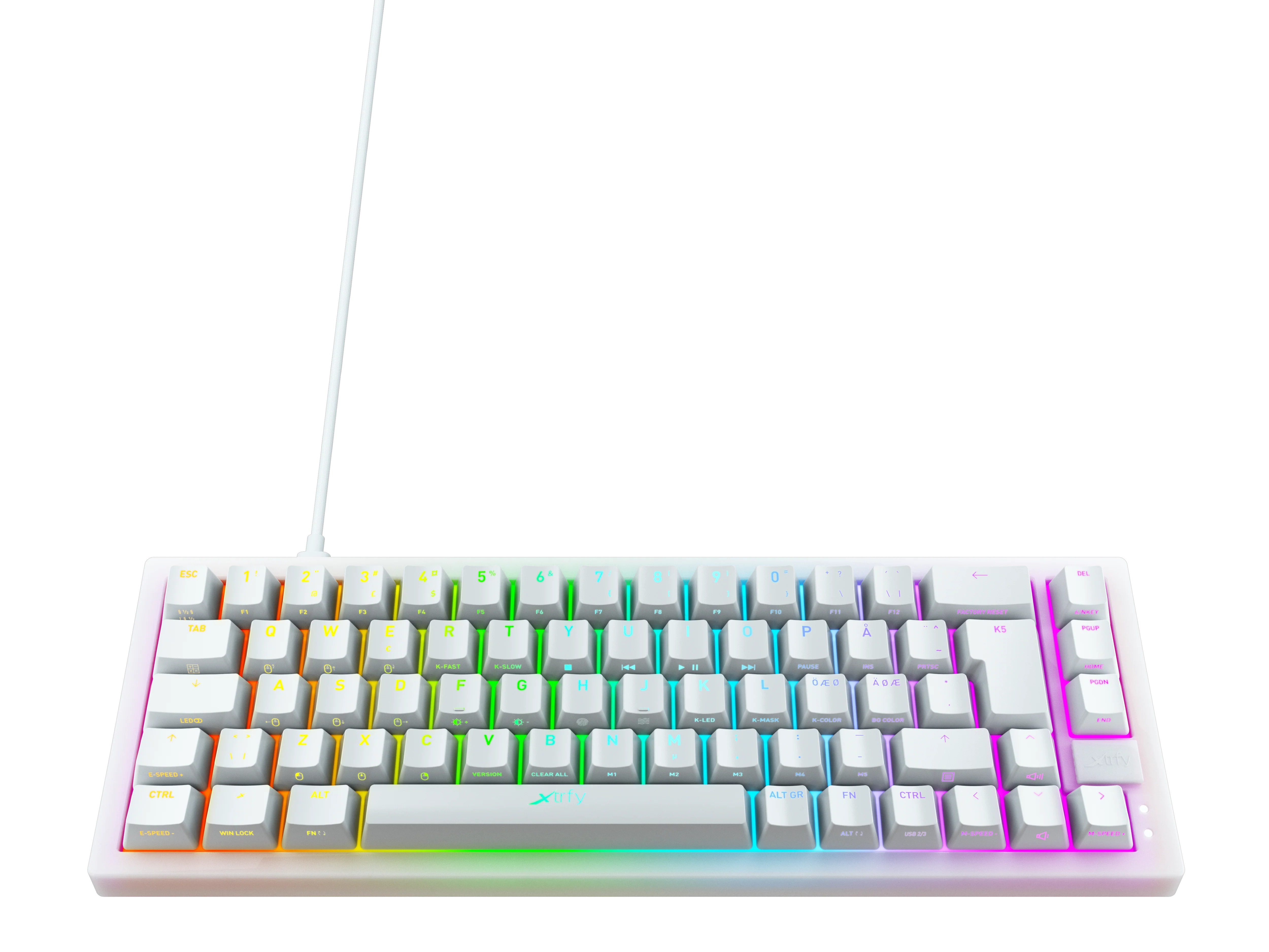 Xtrfy K5 RGB. kompakt. 65 % transparentes Weiß