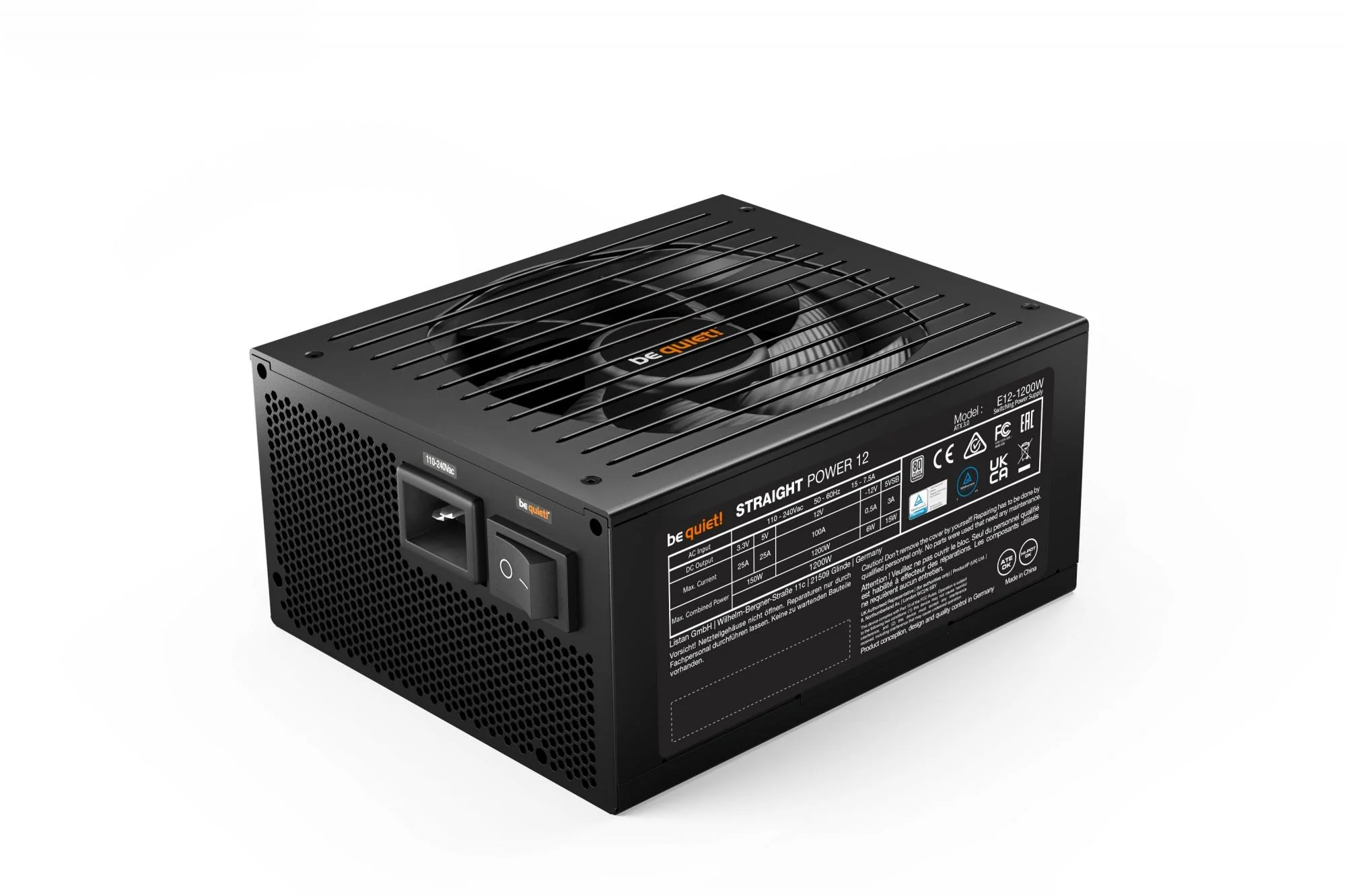 be quiet! Straight Power 12 Platinum 1200W ATX3.0. PC power supply (black. 2x 12VHPWR. 4x PCIe. cable management. 1200 watts)