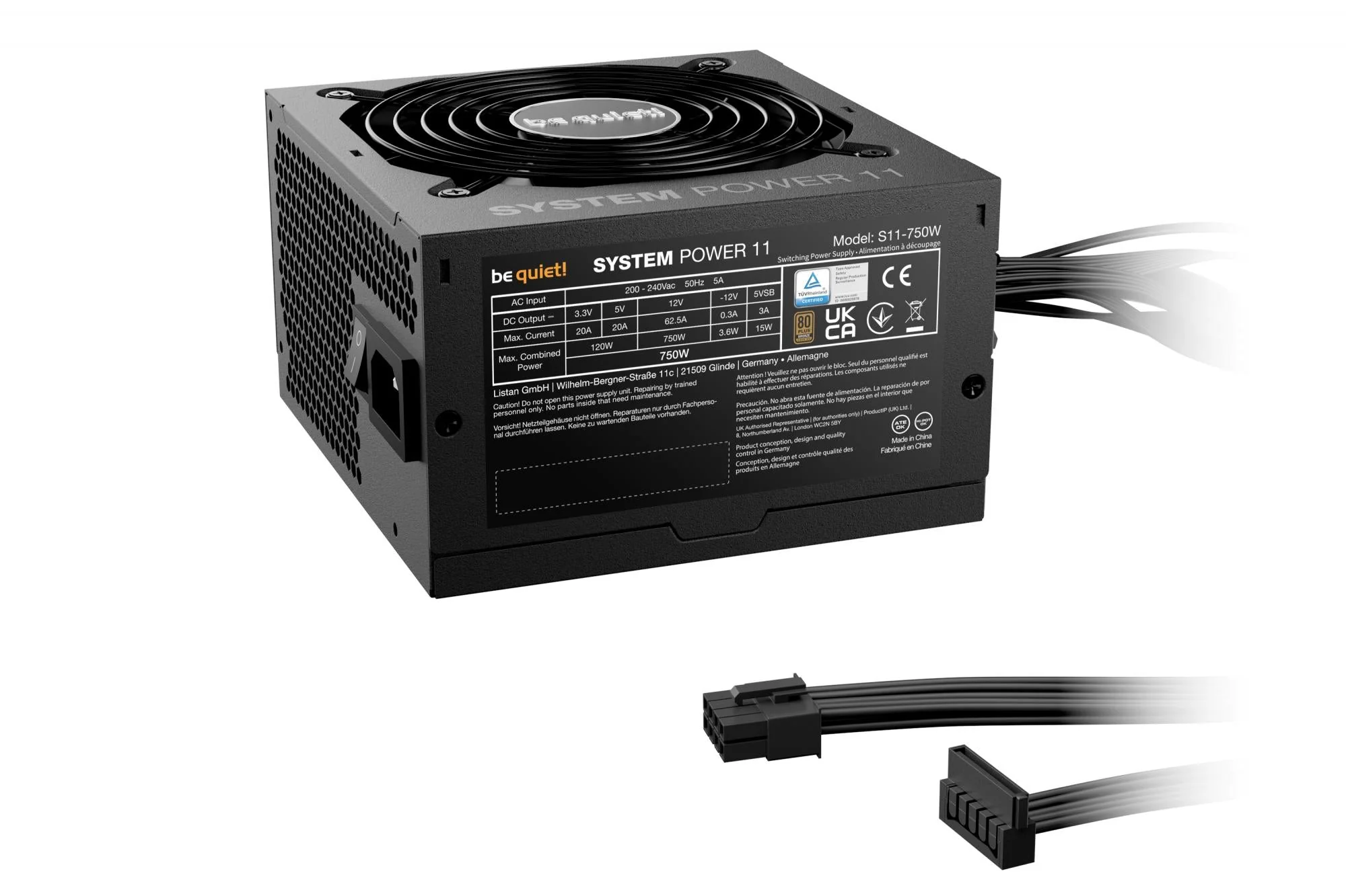 Be quiet System Power 11 750W ATX3.1 (black. 1x 12-pin high power GPU. 2x PCIe. 650 watts)