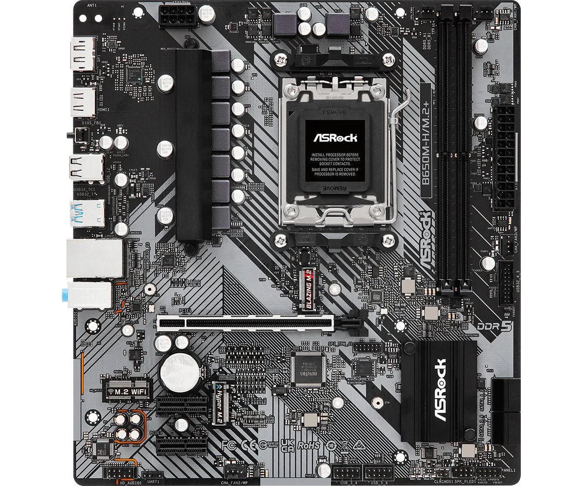 Asrock B650M-H/M.2+  - Bundkort Micro ATX AM5 Socket DDR5