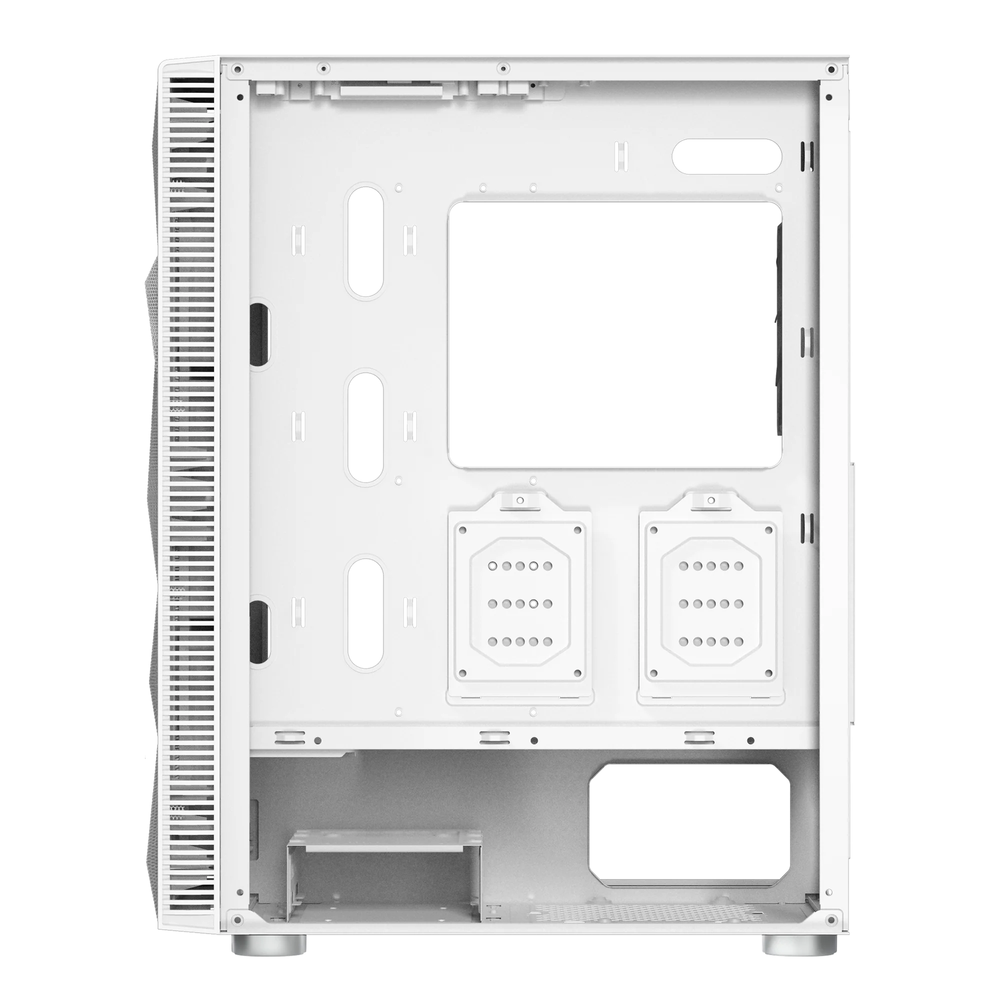 Montech X3 Mesh White – 3x 140 mm statische RGB-Lüfter + 3x 120 mm statische RGB-Lüfter. seitlich schwenkbares gehärtetes Glas