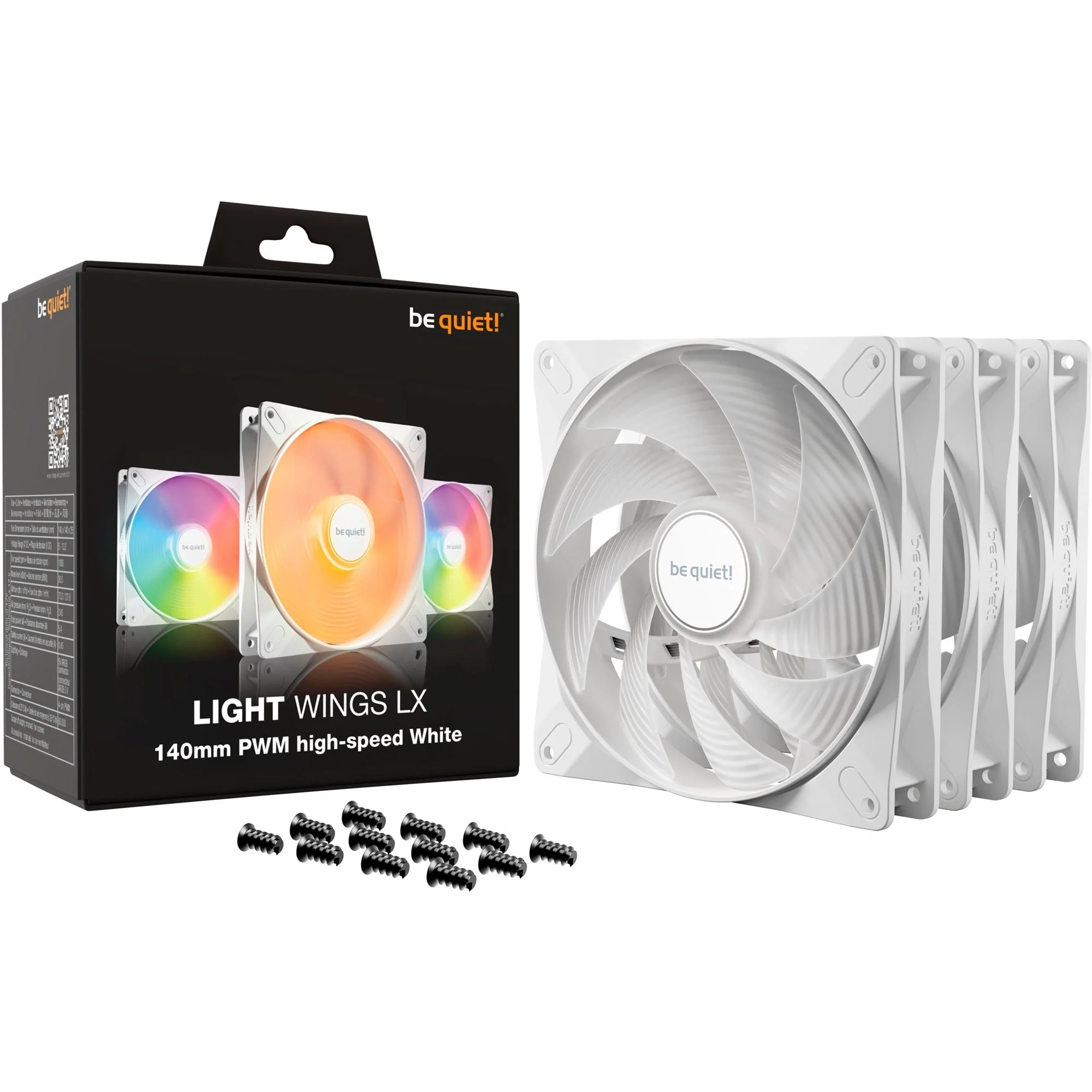 be quiet! Light Wings LX 140mm PWM high-speed White Triple Pack. case fan (white. pack of 3)