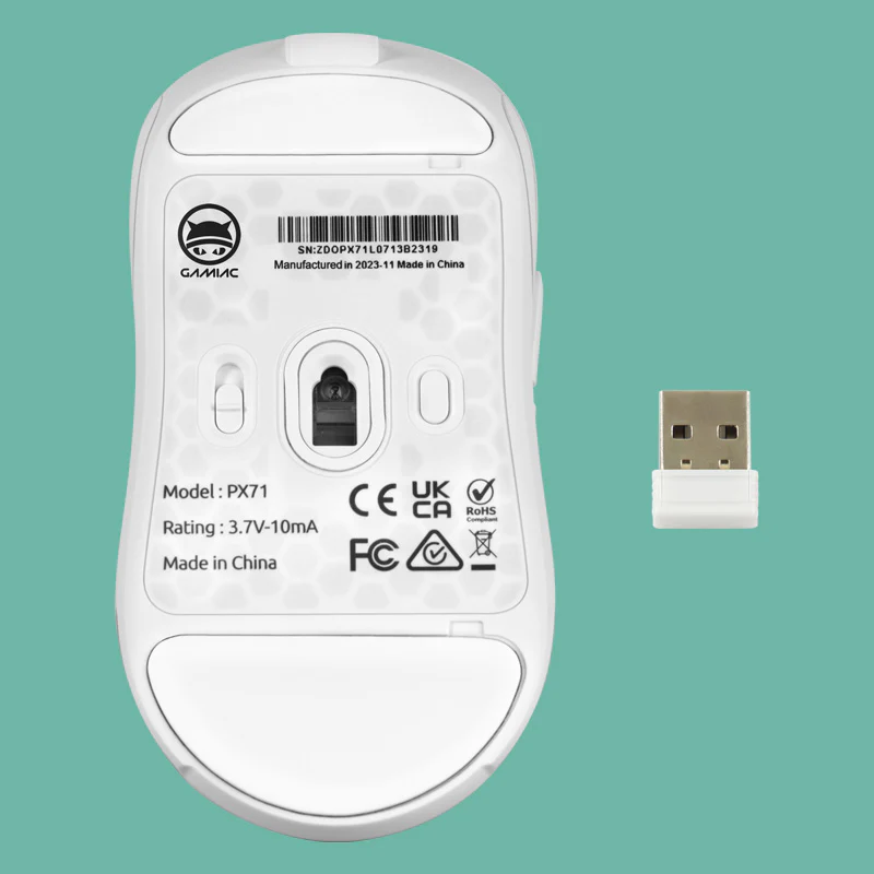 Gamiac PX71 Mus - Hvid Trødløs