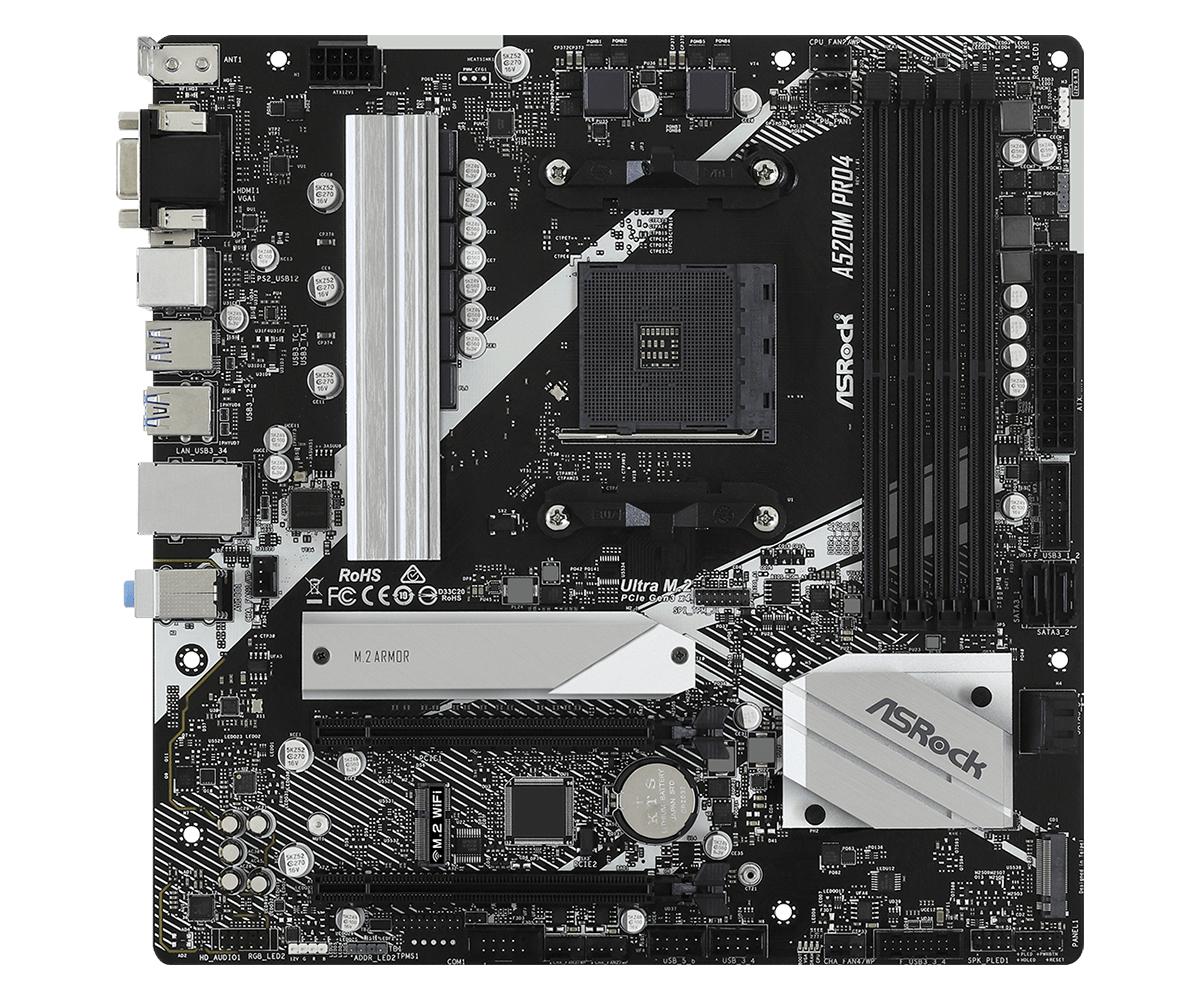 ASRock A520M Pro4 Micro-ATX  AM4 AMD A520
