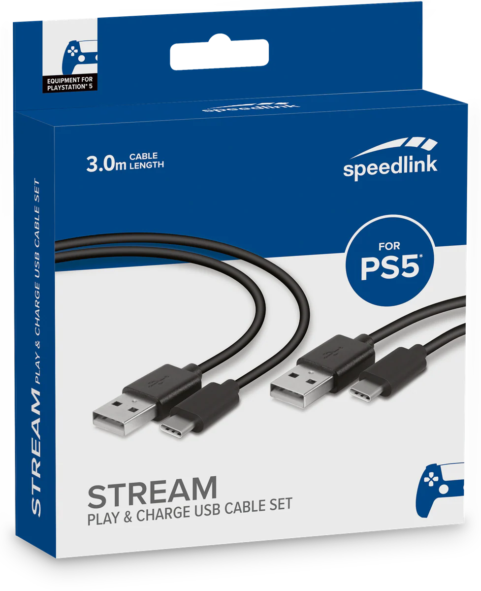 SpeedLink STREAM Play & Charge USB-C-Kabelset für PS5. schwarz