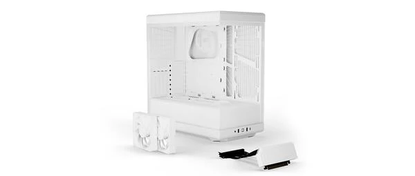 HYTE Y40 Snow White  Miditower - Panoramic Glass Veil. included PCIe 4.0 riser cable. 2 included fans