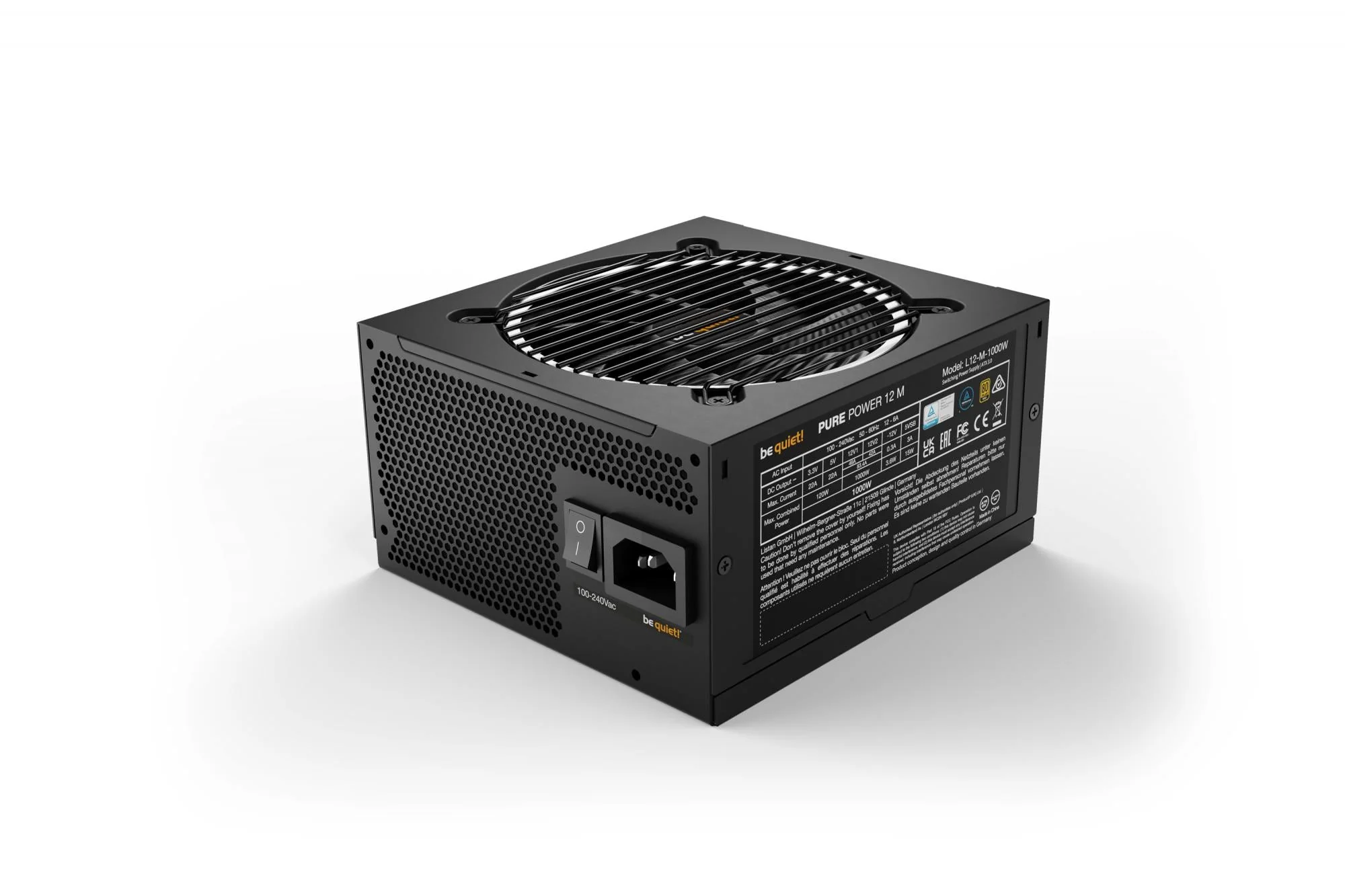 be quiet! Pure Power 12M 1000W. PC power supply (black. 5x PCIe. cable management. 1000 watts)