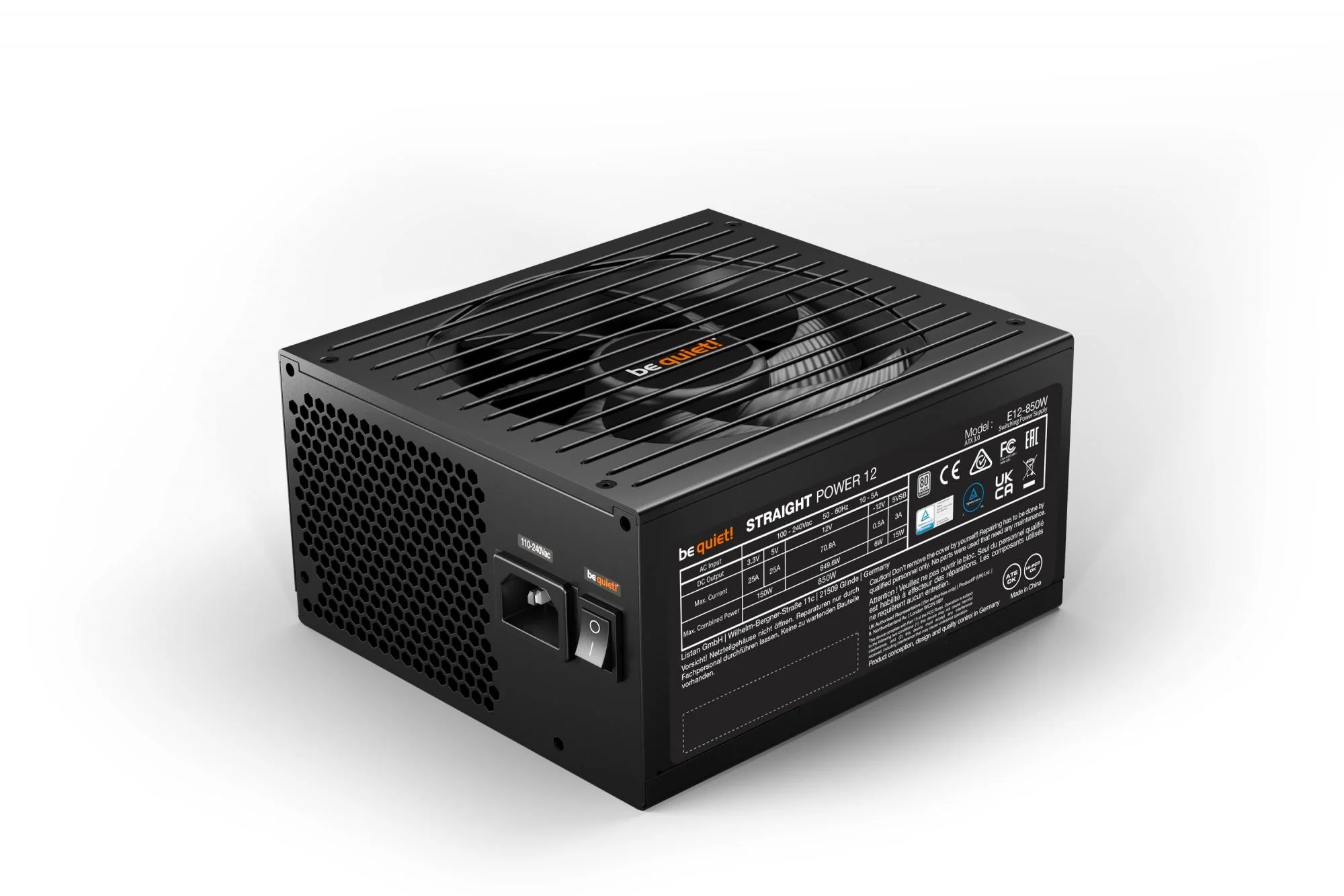 be quiet! Straight Power 12 Platinum 850W ATX3.0. PC power supply (black. 1x 12VHPWR. 4x PCIe. cable management. 850 watts)