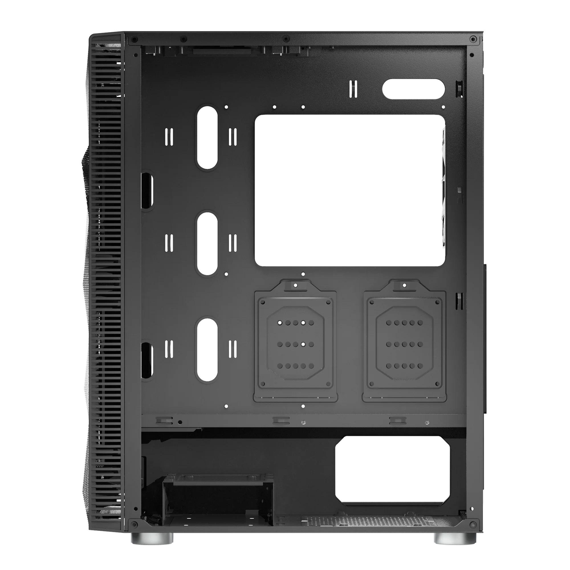 Montech X3 Mesh Black – 3x 140 mm statische RGB-Lüfter + 3x 120 mm statische RGB-Lüfter. seitlich schwenkbares gehärtetes Glas