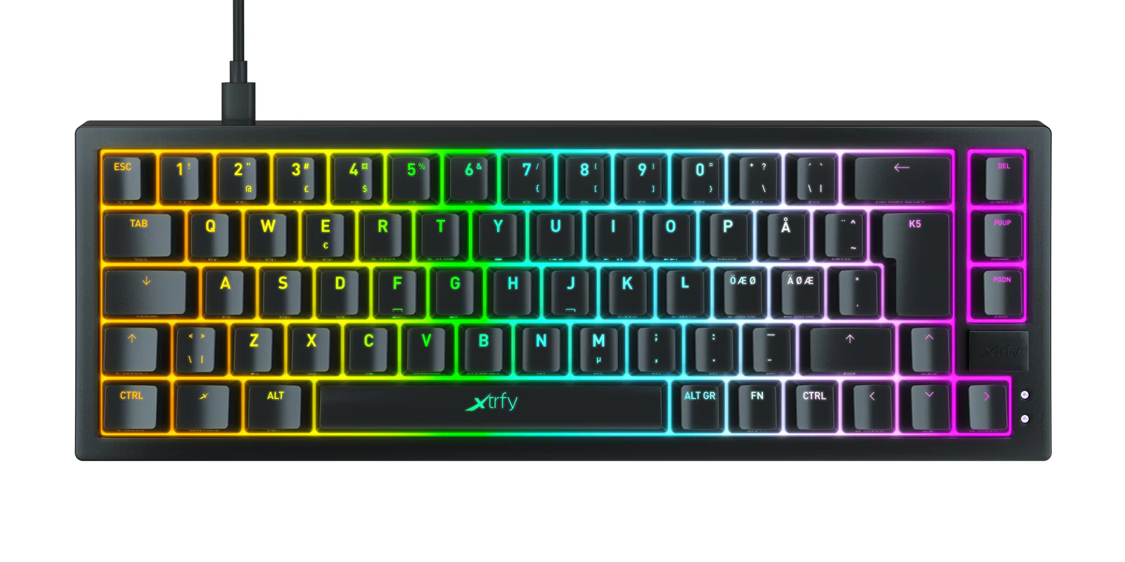 Xtrfy K5 RGB. Kompakt 65 % Schwarz