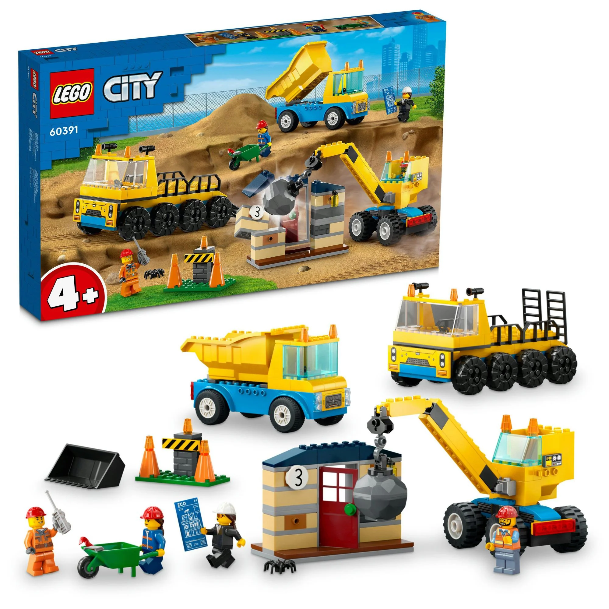 LEGO 60391 City Construction Vehicles and Crane with Wrecking Ball
