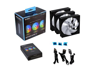 Lian Li UNI FAN AL120 RGB-PWM-Lüfter– 3er-Pack inkl. Controller– 120 mm– Schwarz