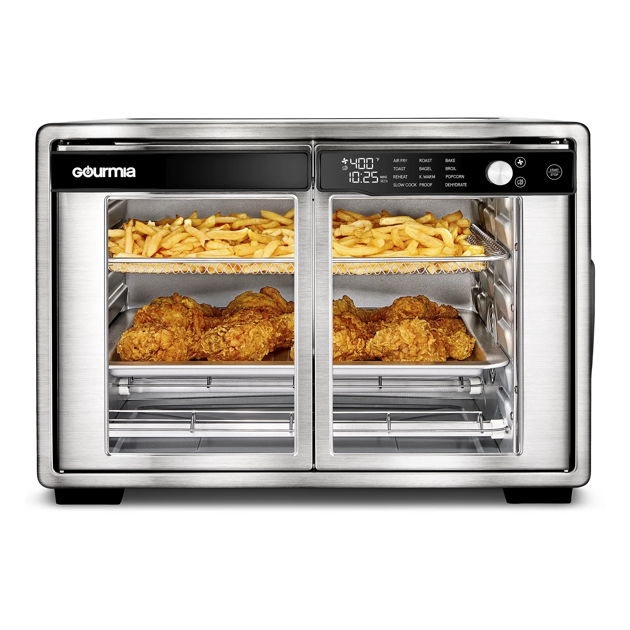 Gourmia 1700W 9-Slice Digital Toaster Oven Air Fryer, 12 Cooking Preset, 35L, Stainless Steel