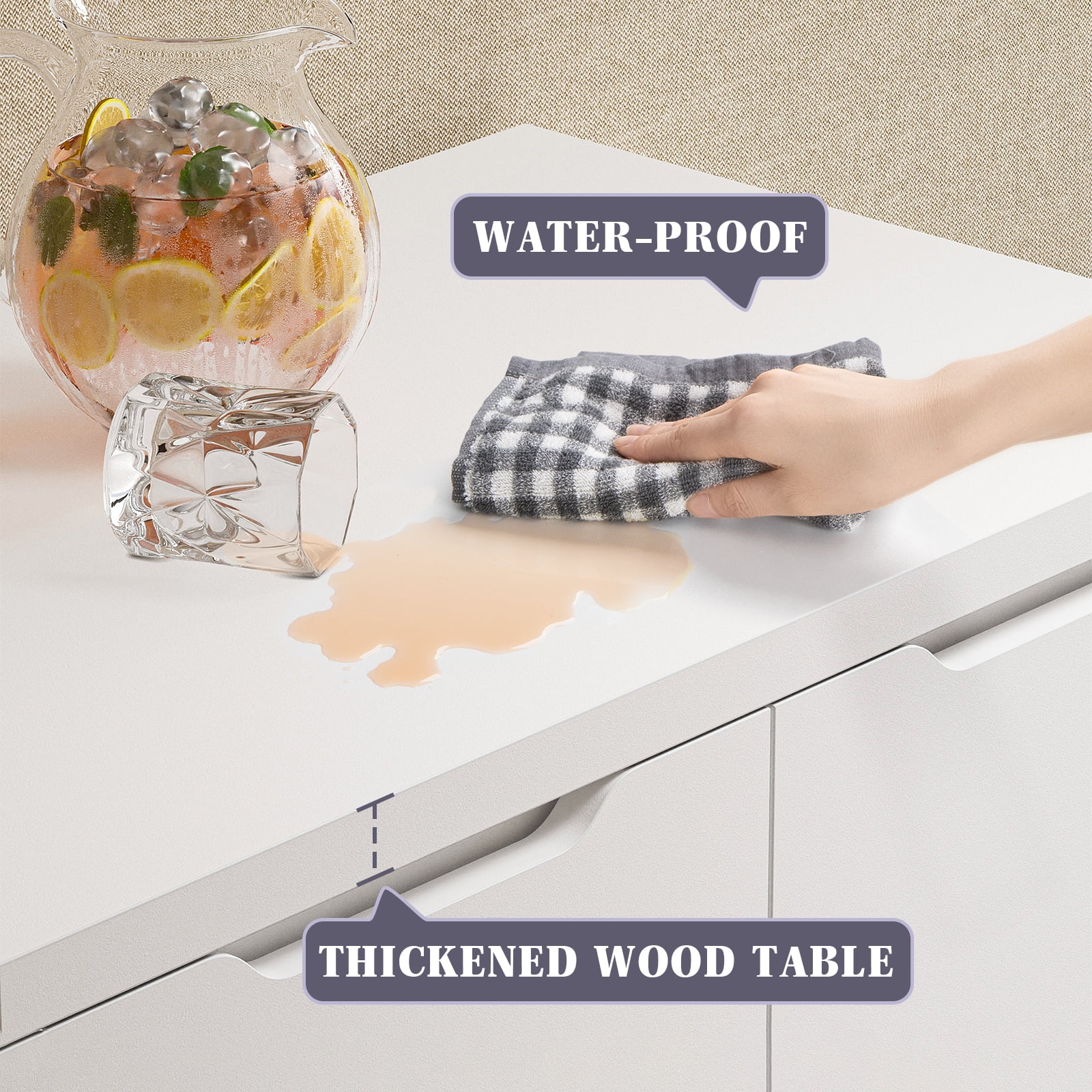 EnHomee White Dresser for Bedroom Wood 6 Drawer Modern Storage Cabinet for Bedroom Living Room Closet, 43.3