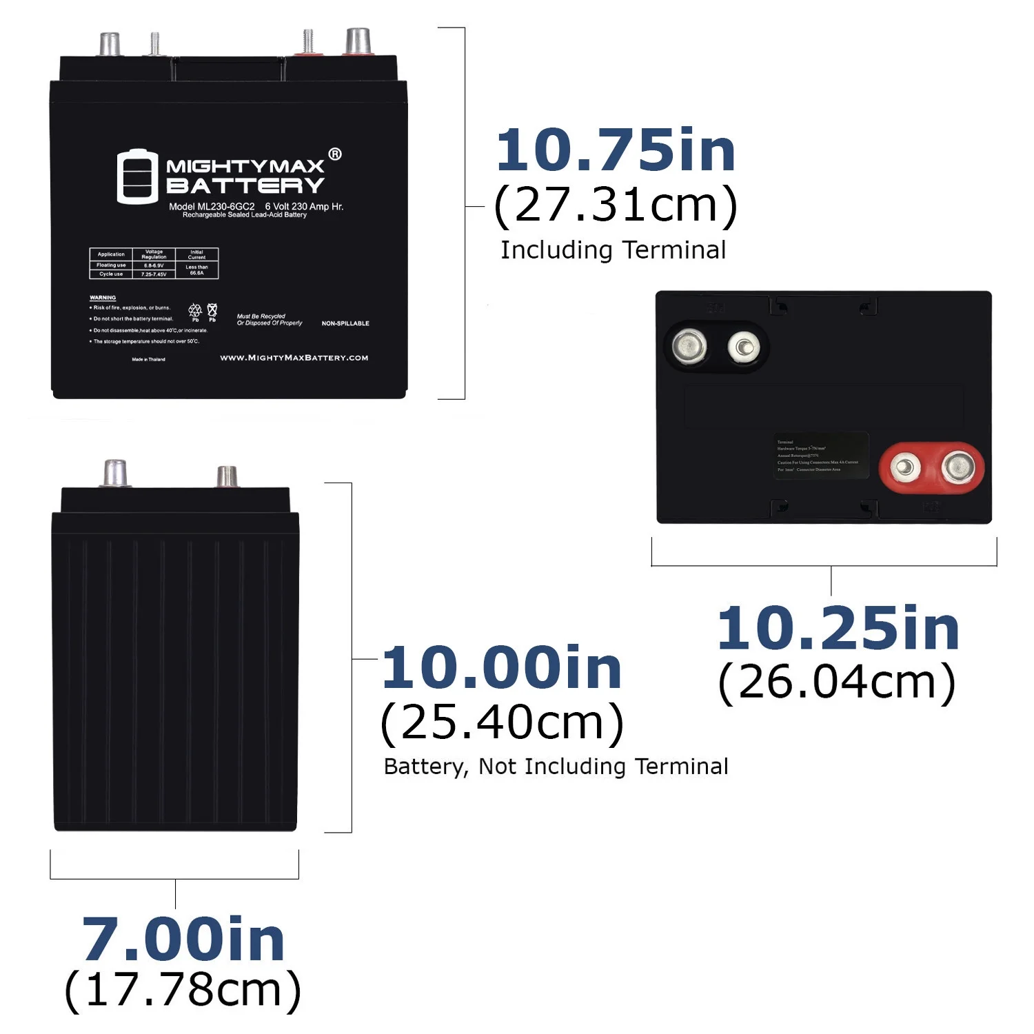 6V 230AH Dual Terminal SLA Replacement Battery Compatible with Camper Golf Cart RV Boat Solar Wind