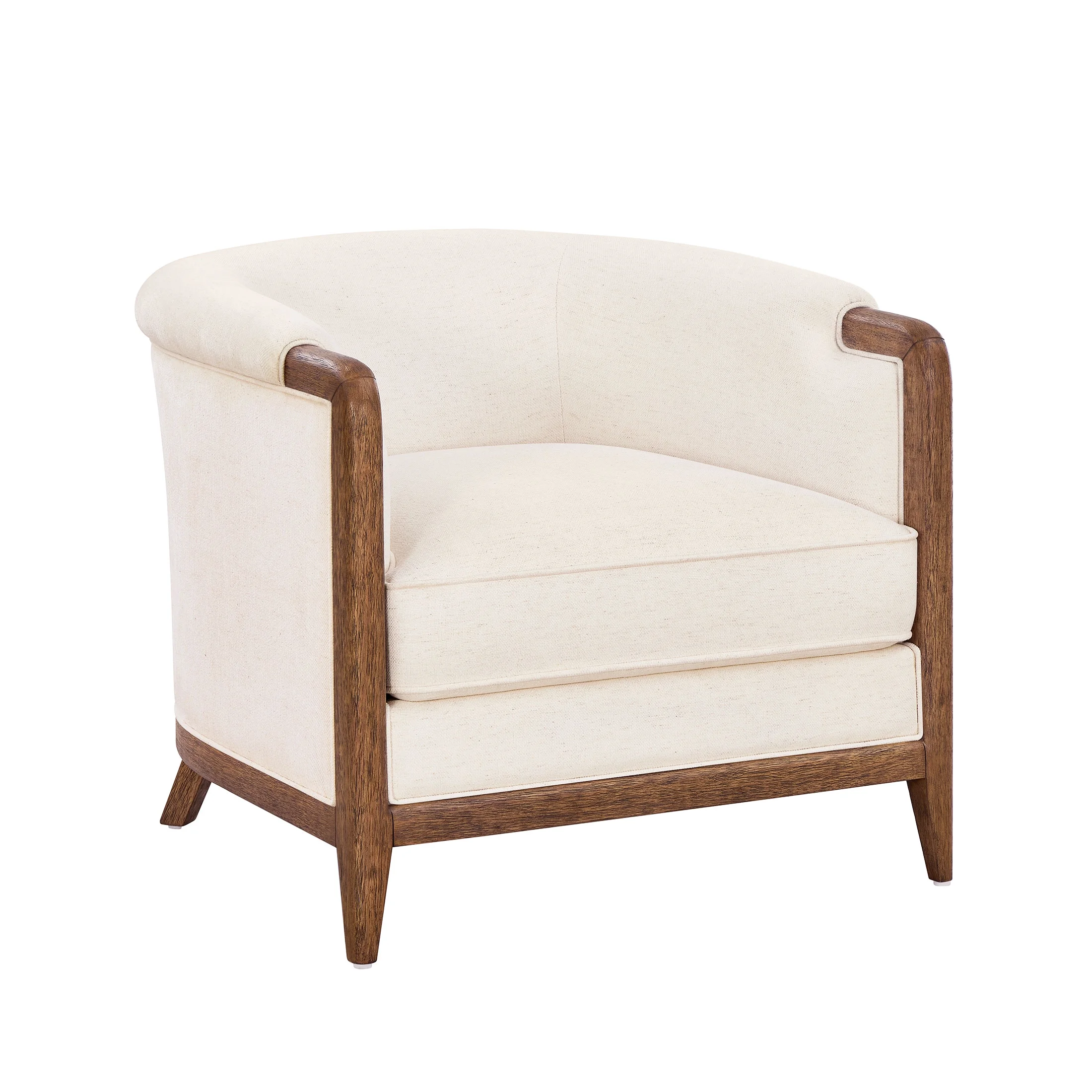 My Texas House Campbell Wood Accent Chair, Cream Fabric