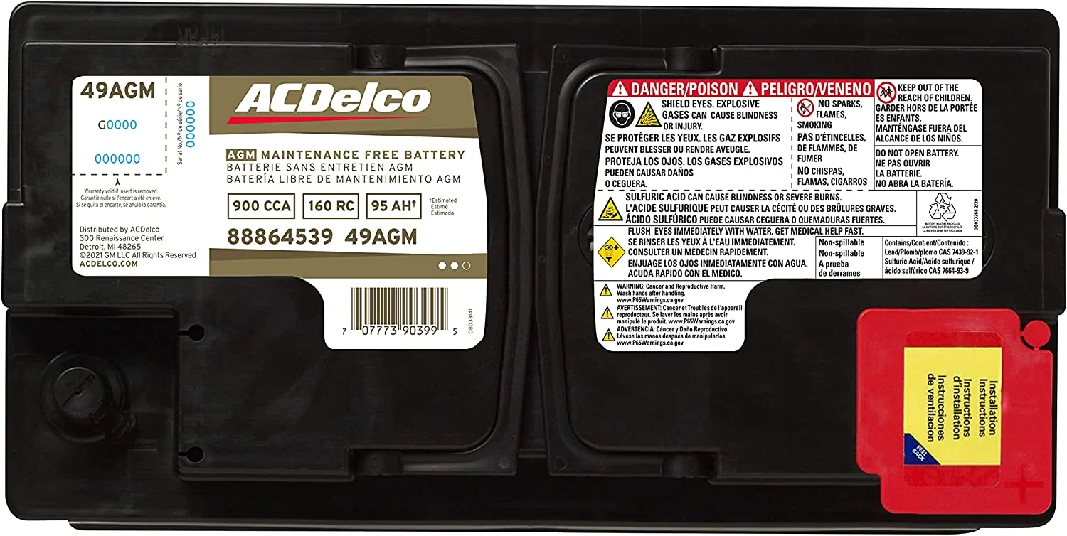 ACDelco AGM Automotive BCI Group 49 Battery 49AGM 12 Volts