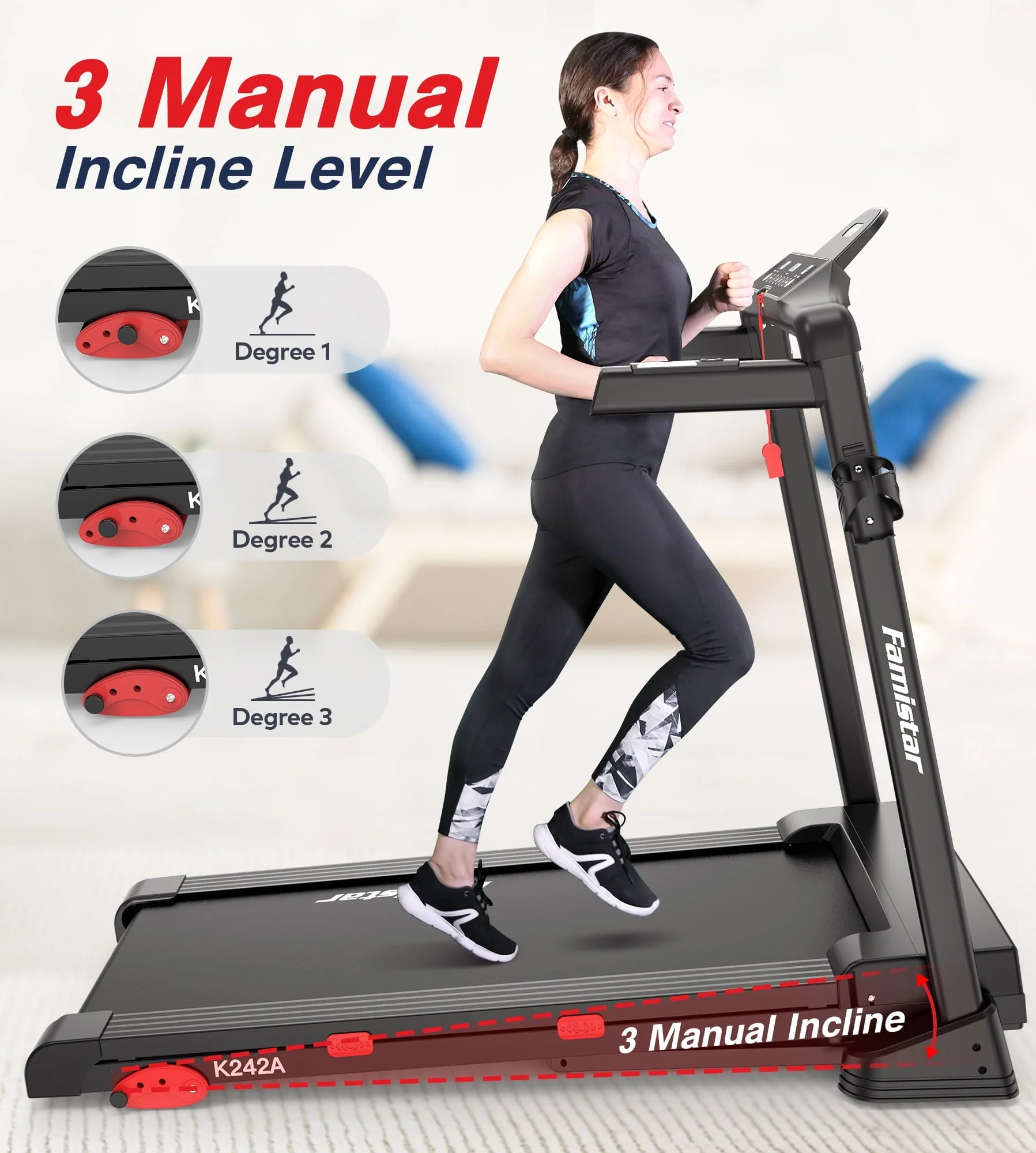 Folding Treadmill Clearance for Home with Adjustable Incline, Smart APP, 8MPH Speed, 250lbs, HiFi Bluetooth Speakers, 15 Programs 3 Modes, 3.0HP Foldable Compact Treadmill Walking Running Machine