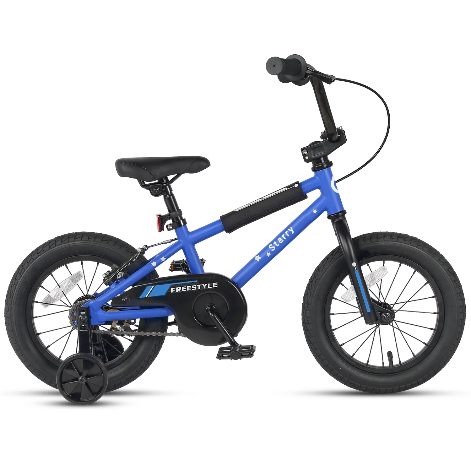 Glerc 14 Inch Little Kids Bike BMX Style Bicycle with Training Wheels Coaster Brake for 3 4 5 Years Old Boys Girls, Blue
