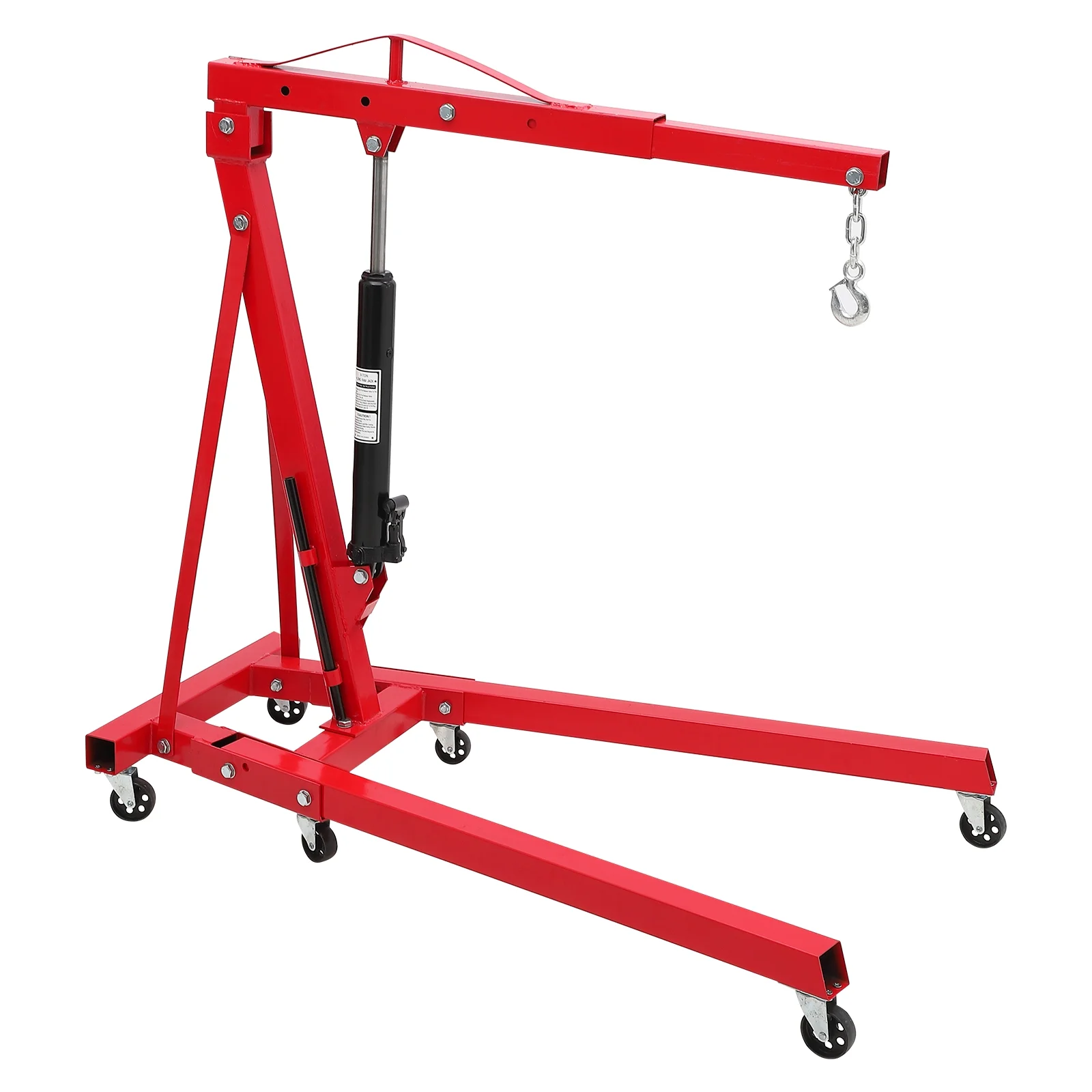 Ladcaser 2 Ton Engine Hoist, Folding Cherry Picker Engine Hoist with Lever and 6 Casters, 4400lbs Heavy Duty Hydraulic Shop Crane, Engine Crane Lifter for Workshops Garage Warehouse
