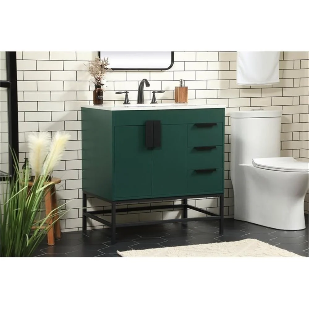 Elegant Kitchen and Bath 32 Inch Single Bathroom Vanity In Green