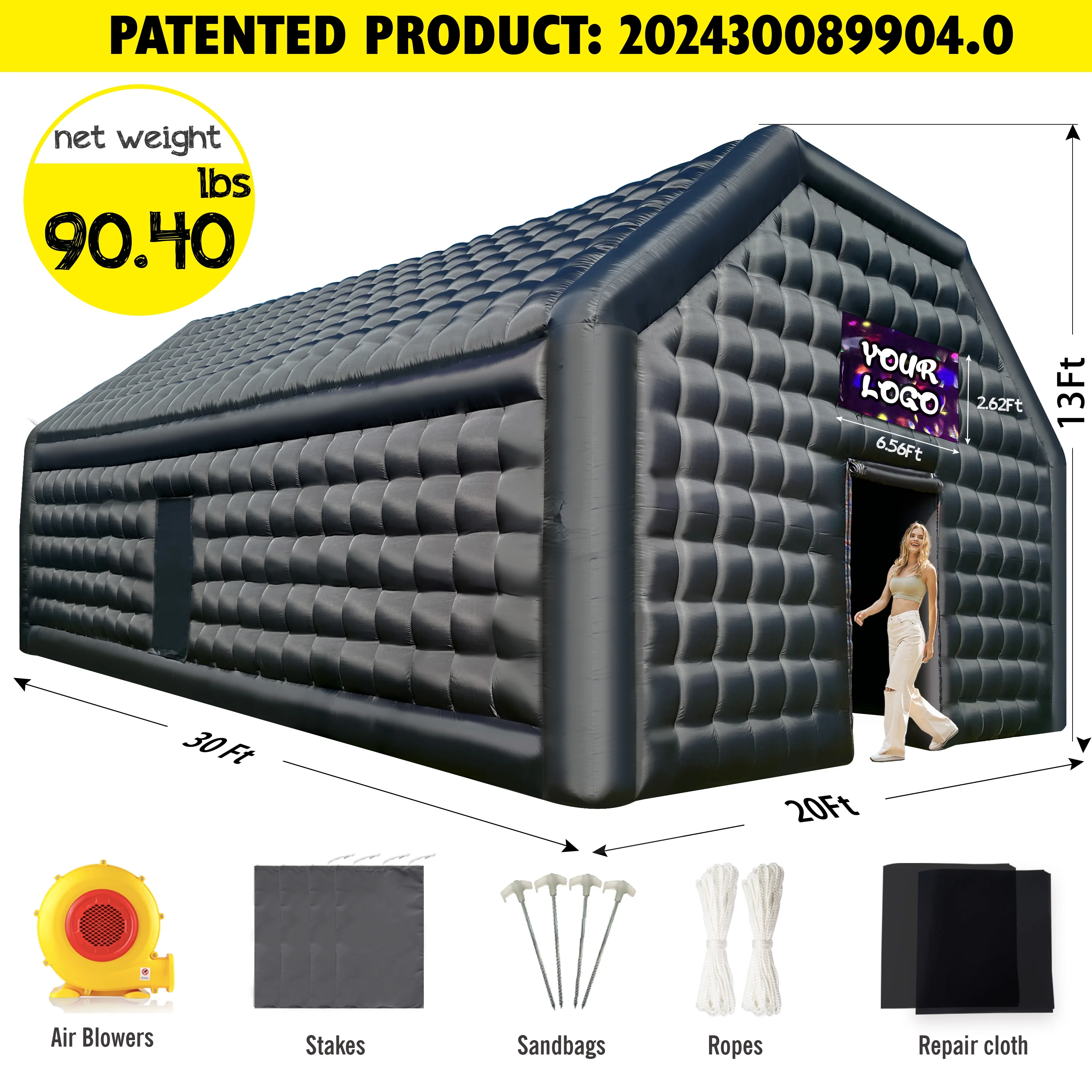 WARSUN 60 Person Large inflatable Party Tent with Disco Cube