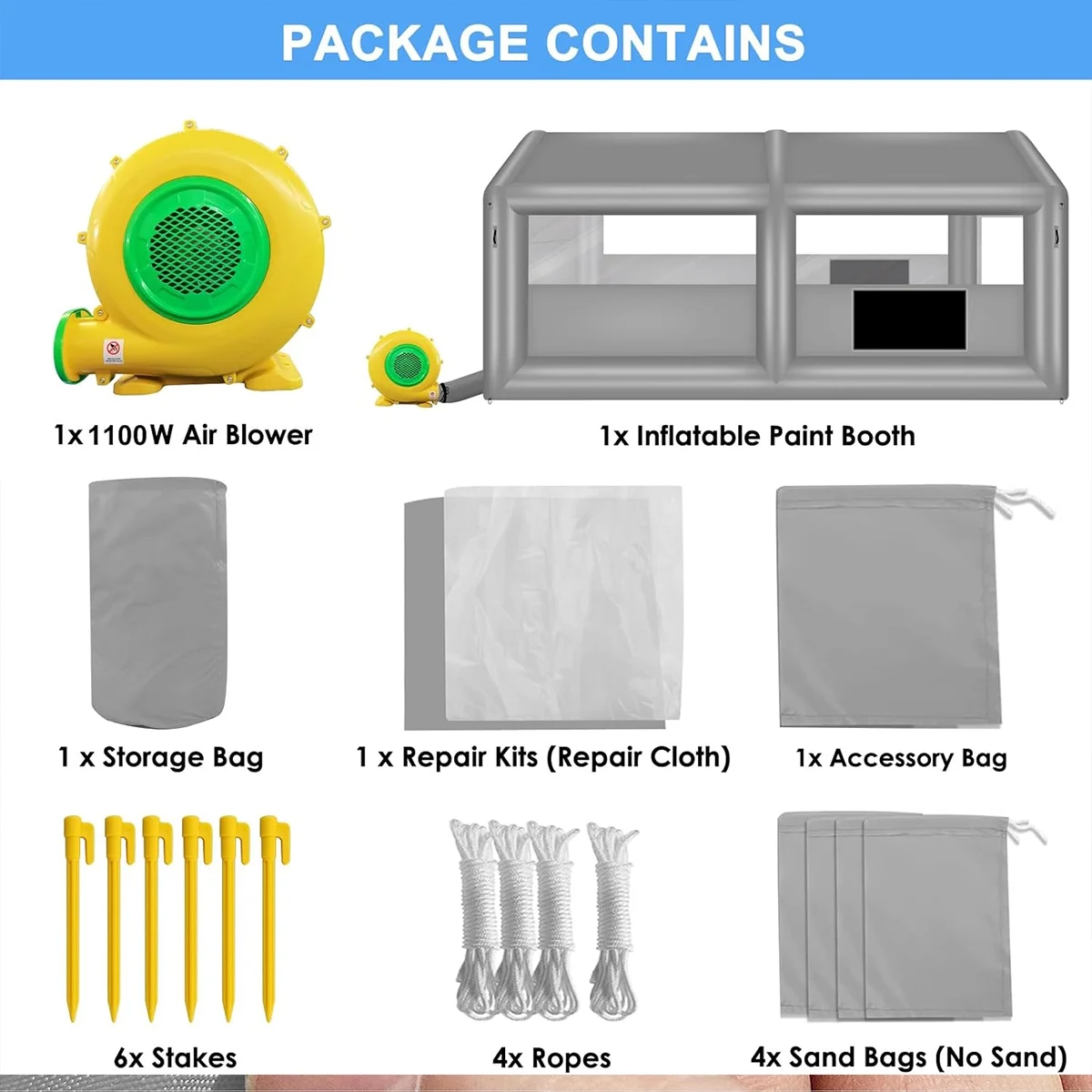 xhyhwyd Inflatable Paint Booth 20 x 13.5 x 9.7ft Portable Inflatable Spray Booth Tent with 1100W Blower for DIY Spray Car Parts Painting