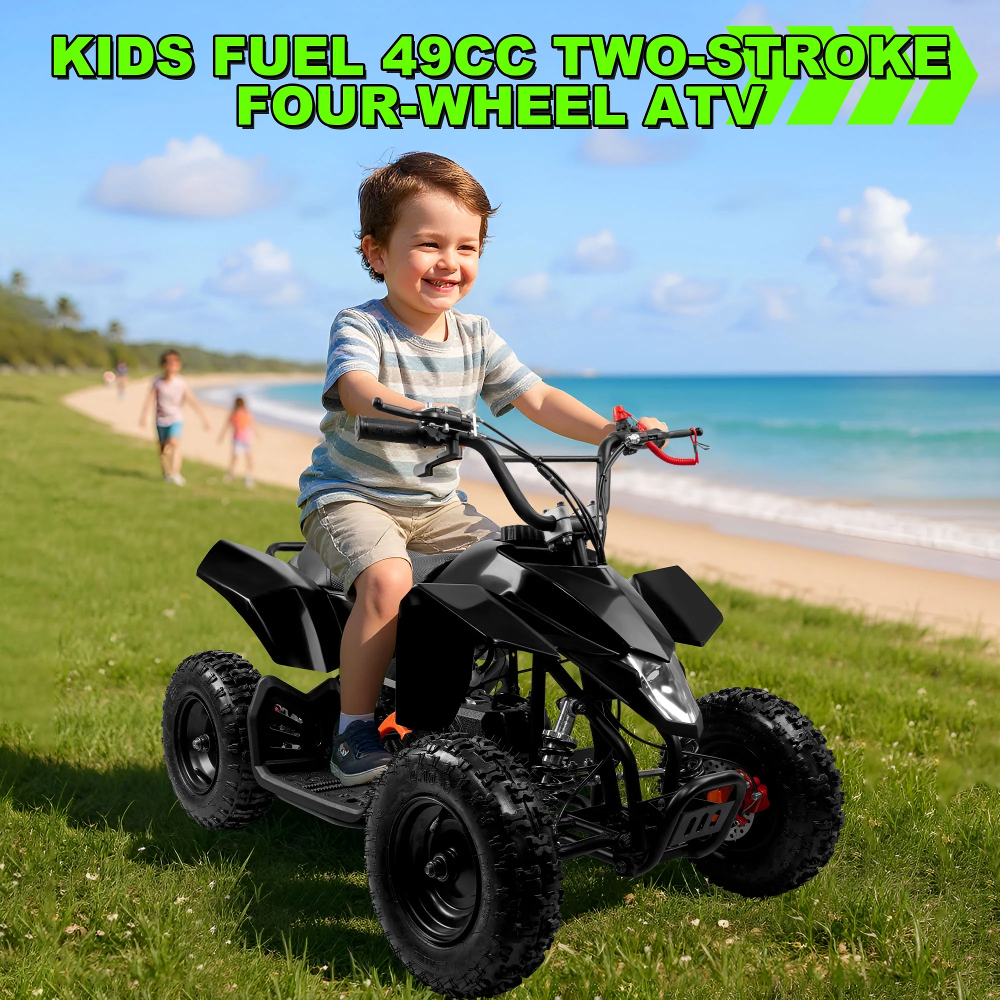 Gpower 49cc Mini Gas ATV for 5-13 Kids with 2-Stroke Pull Start,4-Wheeler with Disc Brake ATV,6